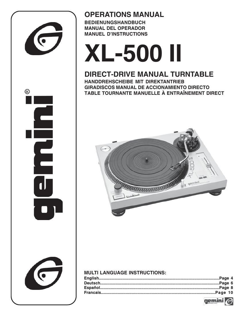 gemini sound xl 500 mk2 owners manual