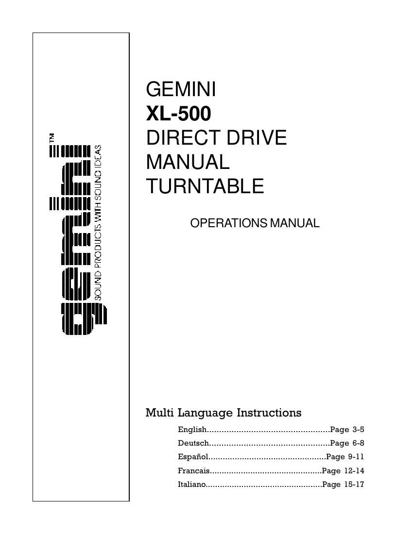 gemini sound xl 500 owners manual