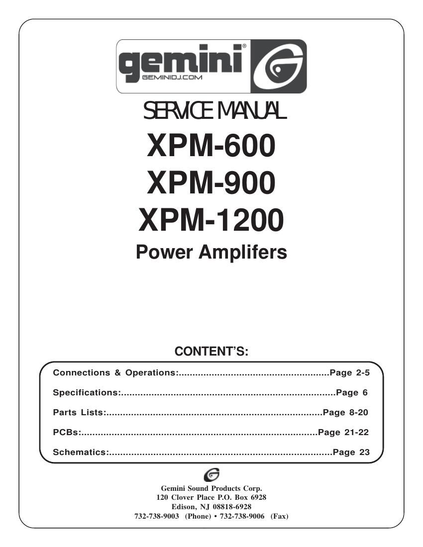 gemini sound xpm 1200 owners manual