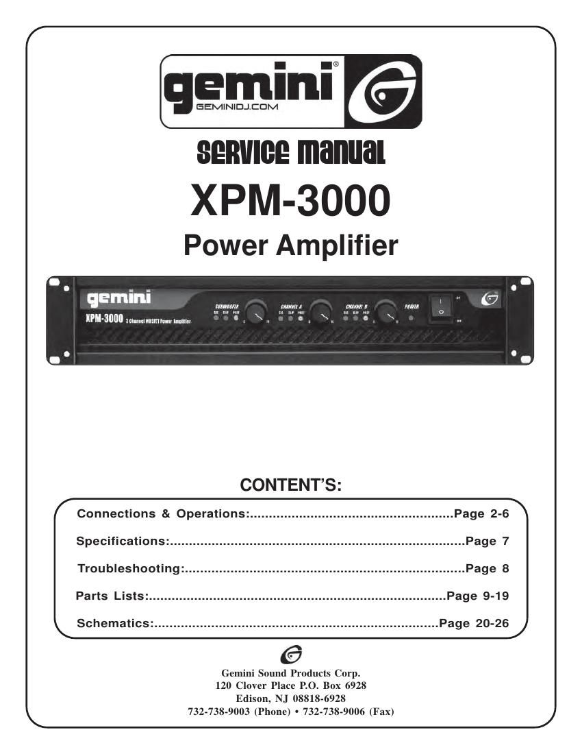 gemini sound xpm 3000 service manual