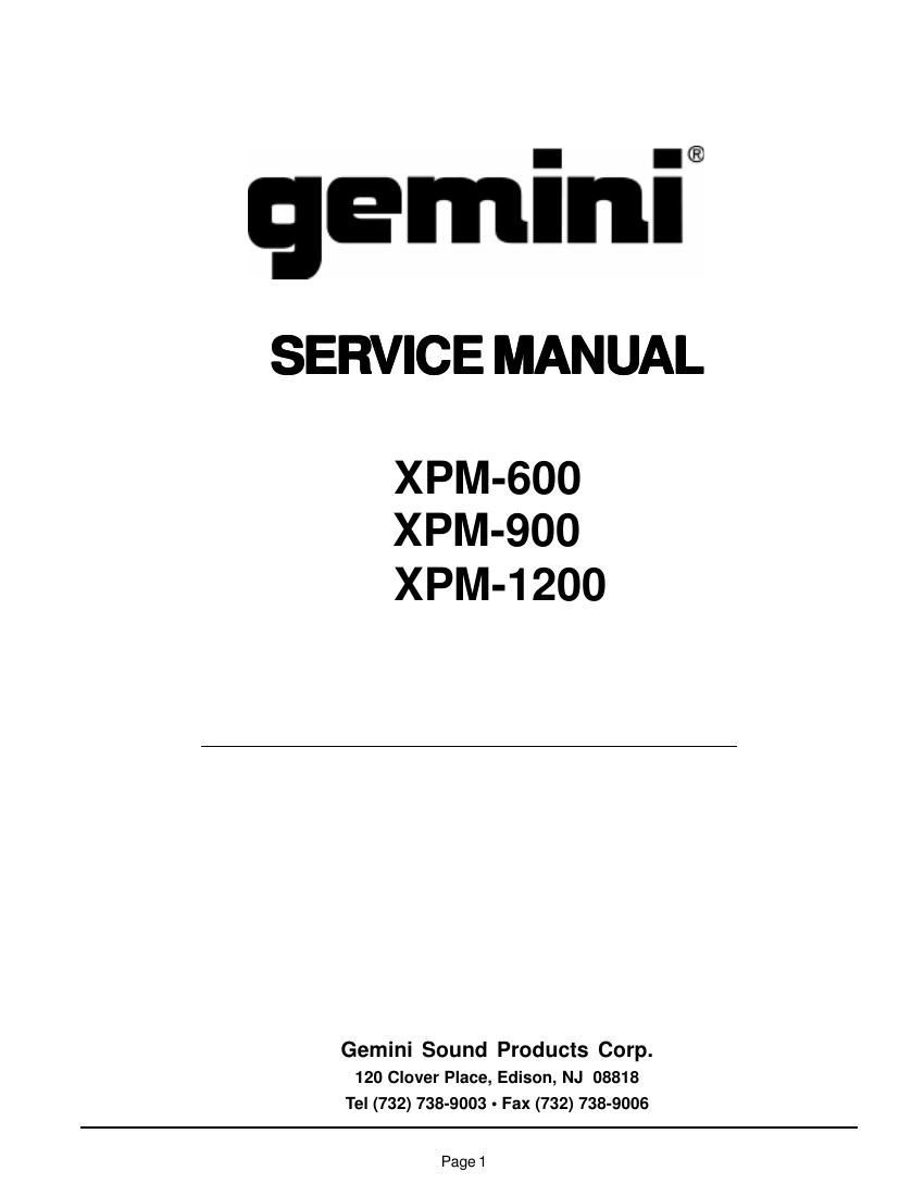 gemini sound xpm 600 service manual