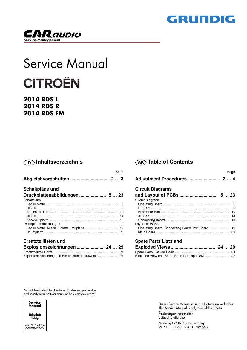 Grundig 2014 RDS Service Manual