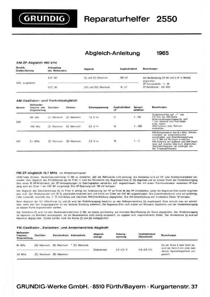 Grundig 2550 Service Manual