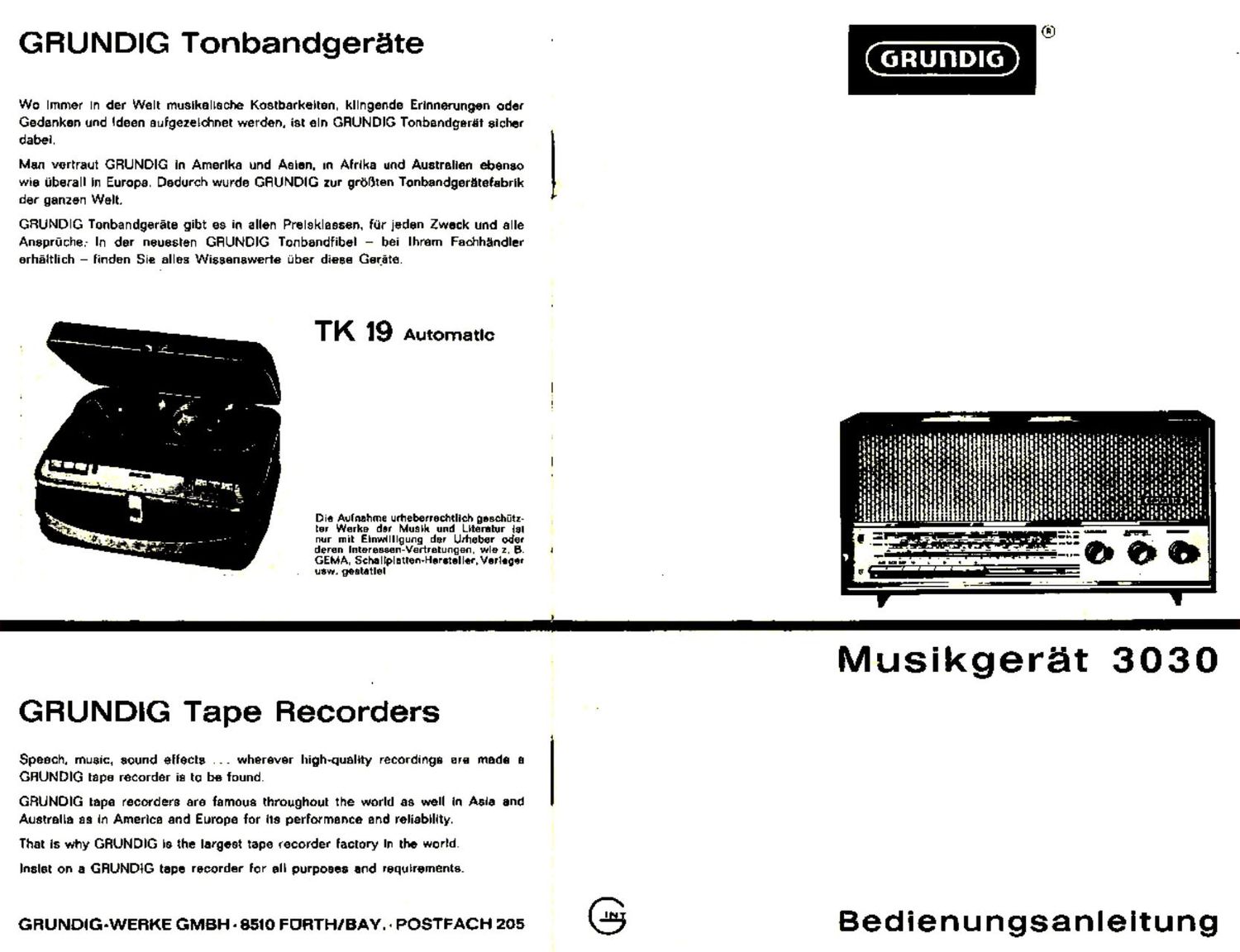 Grundig 3030 Owners Manual