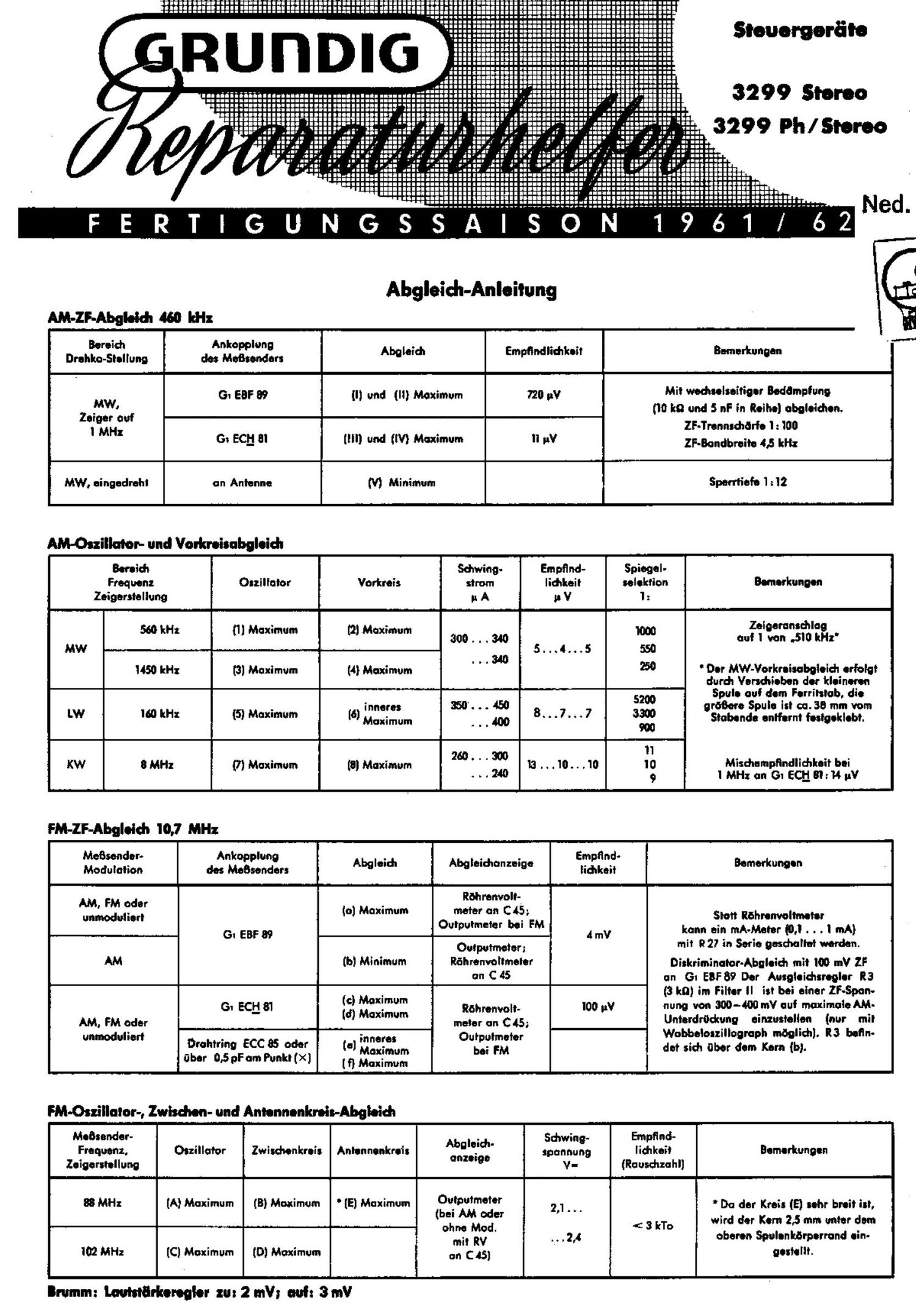 Grundig 3299 STEREO Service Manual