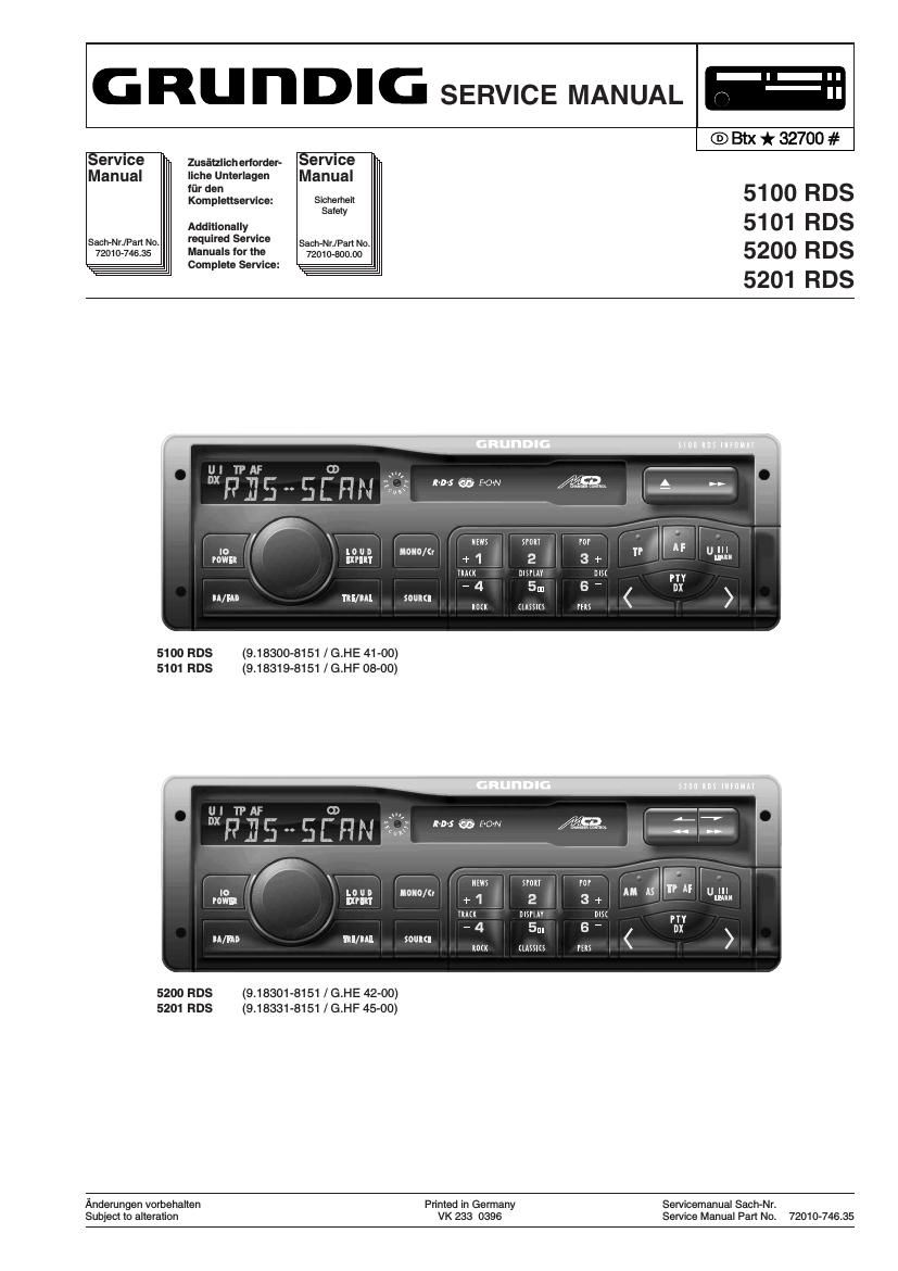 Grundig 5100 RDS Service Manual