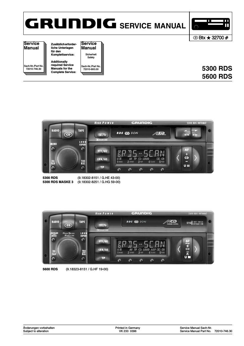 Grundig 5300 RDS Service Manual