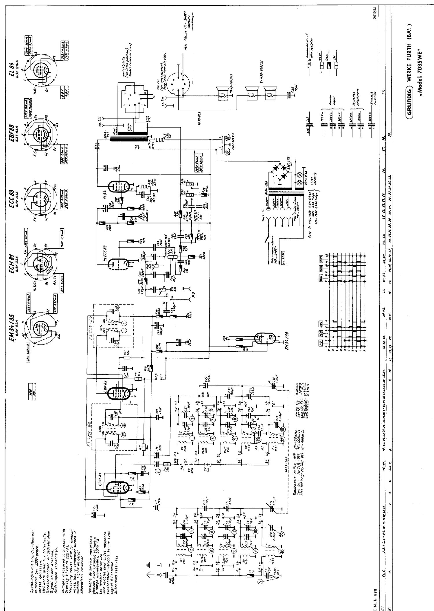 Grundig 7035 WE Schematic