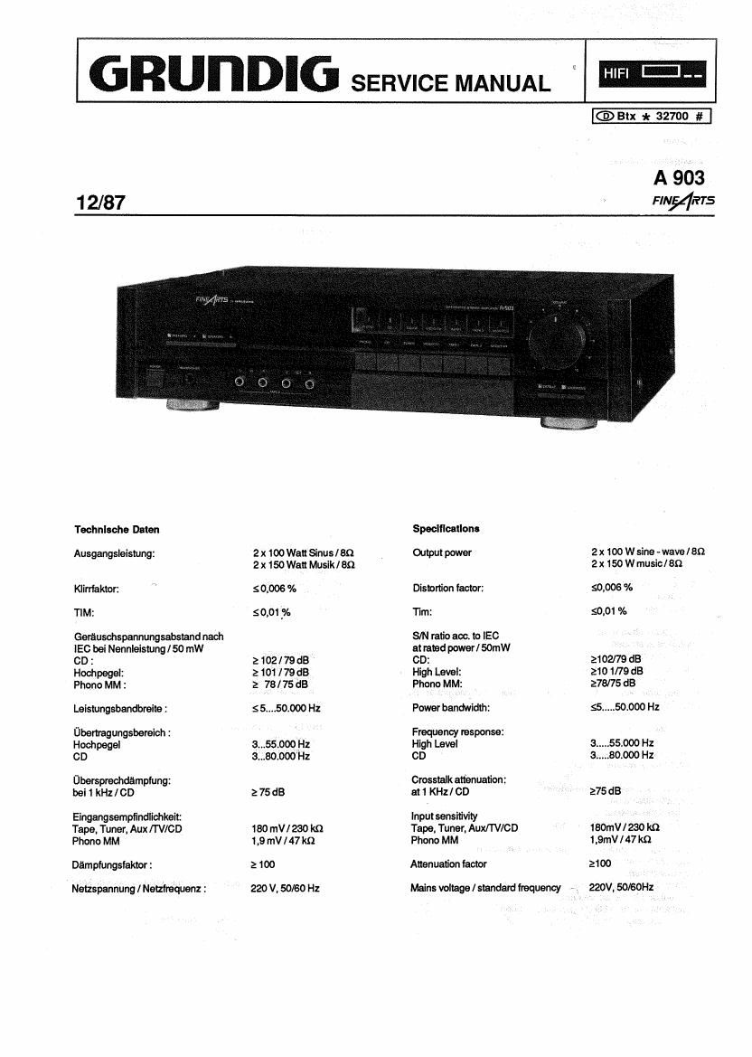 Grundig A 903 Service Manual