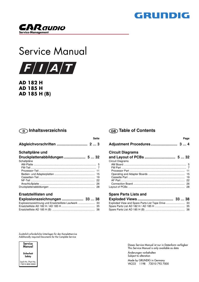 Grundig AD 182 H Service Manual