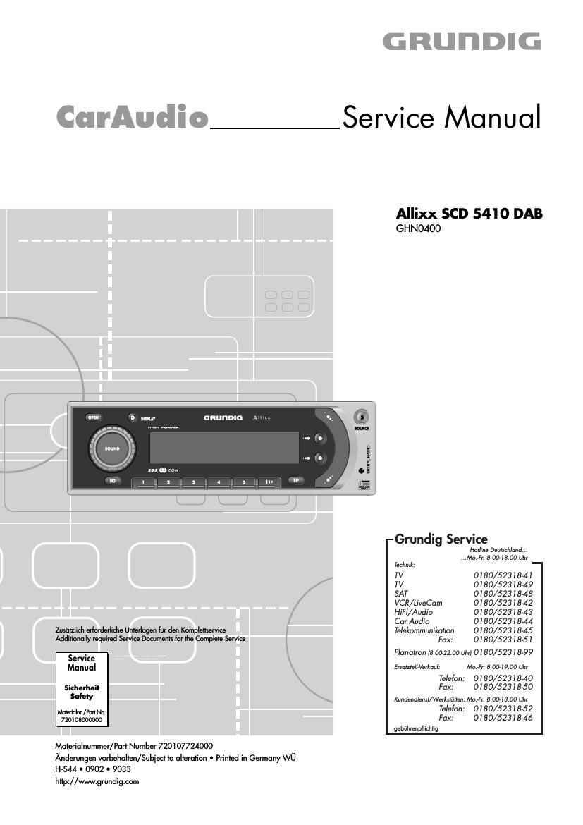 Grundig ALLIXX SCD 5410 DAB Service Manual
