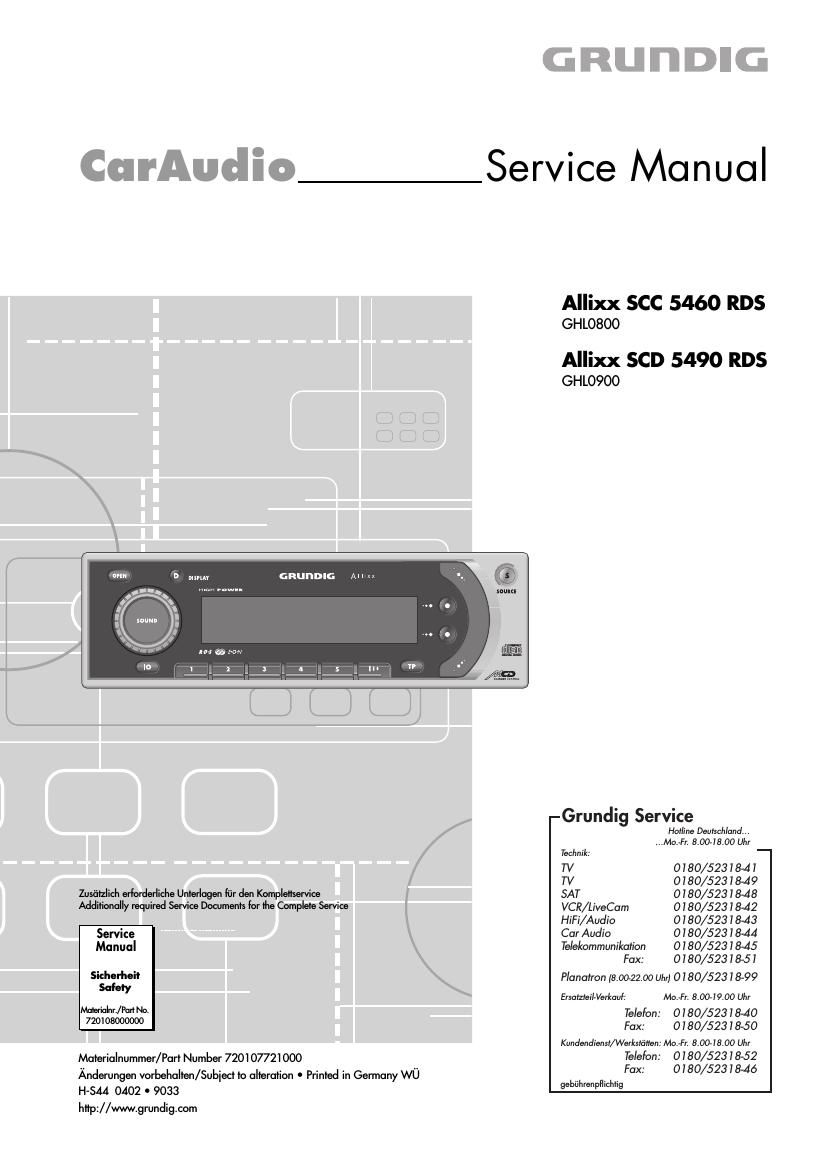 Grundig ALLIXX SSC 5460 RDS Service Manual