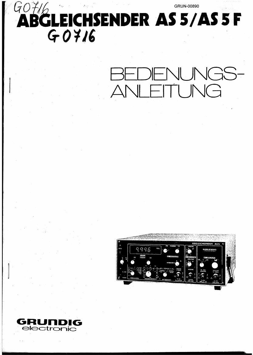 Grundig AS 5 Owners Manual