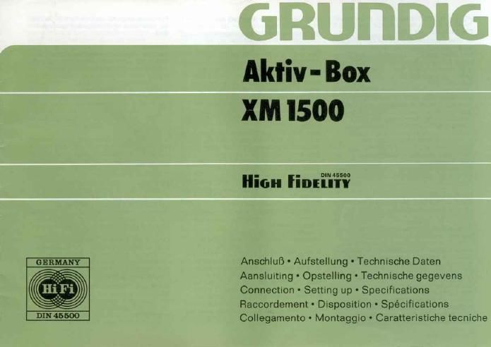 Grundig Aktiv Box XM 1500 Owners Manual