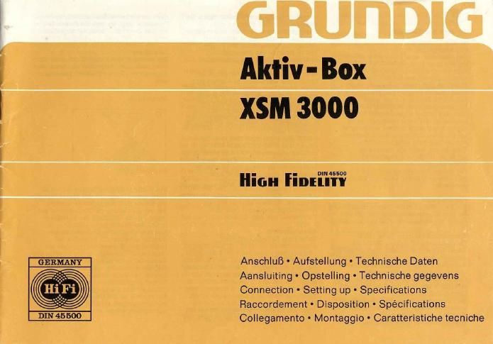 Grundig Aktiv Box XSM 3000 Owners Manual