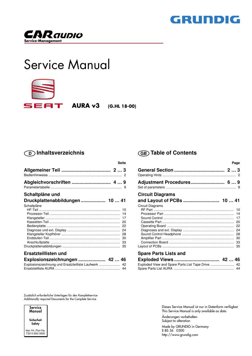 Grundig Aura 3 Service Manual