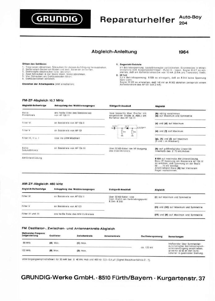 Grundig Auto Boy 204 Service Manual