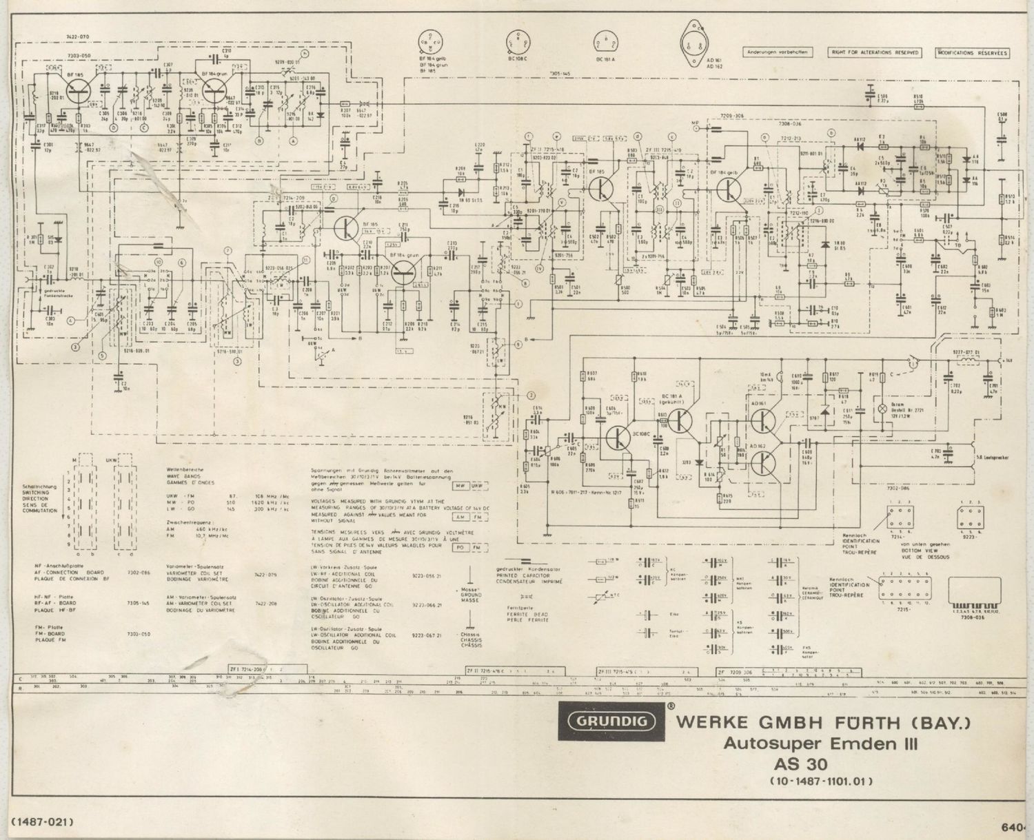 Grundig AUTOSUPER EMDEN Mk3 Schematic