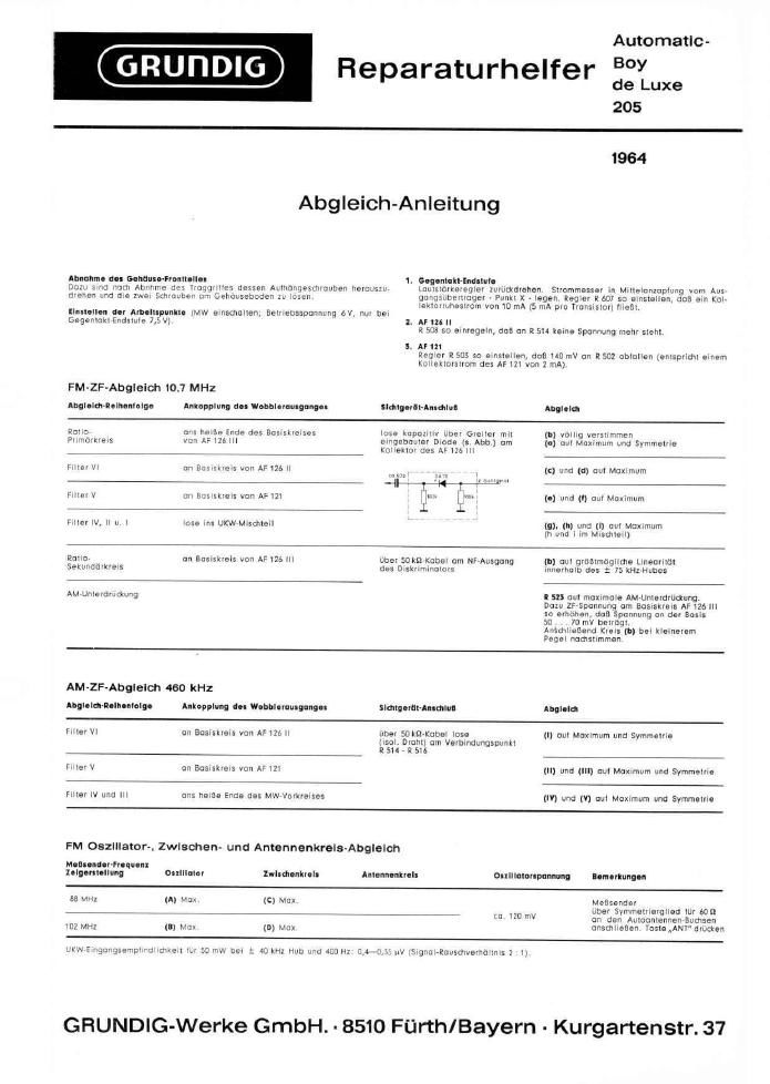 Grundig Automatic Boy 205 Service Manual
