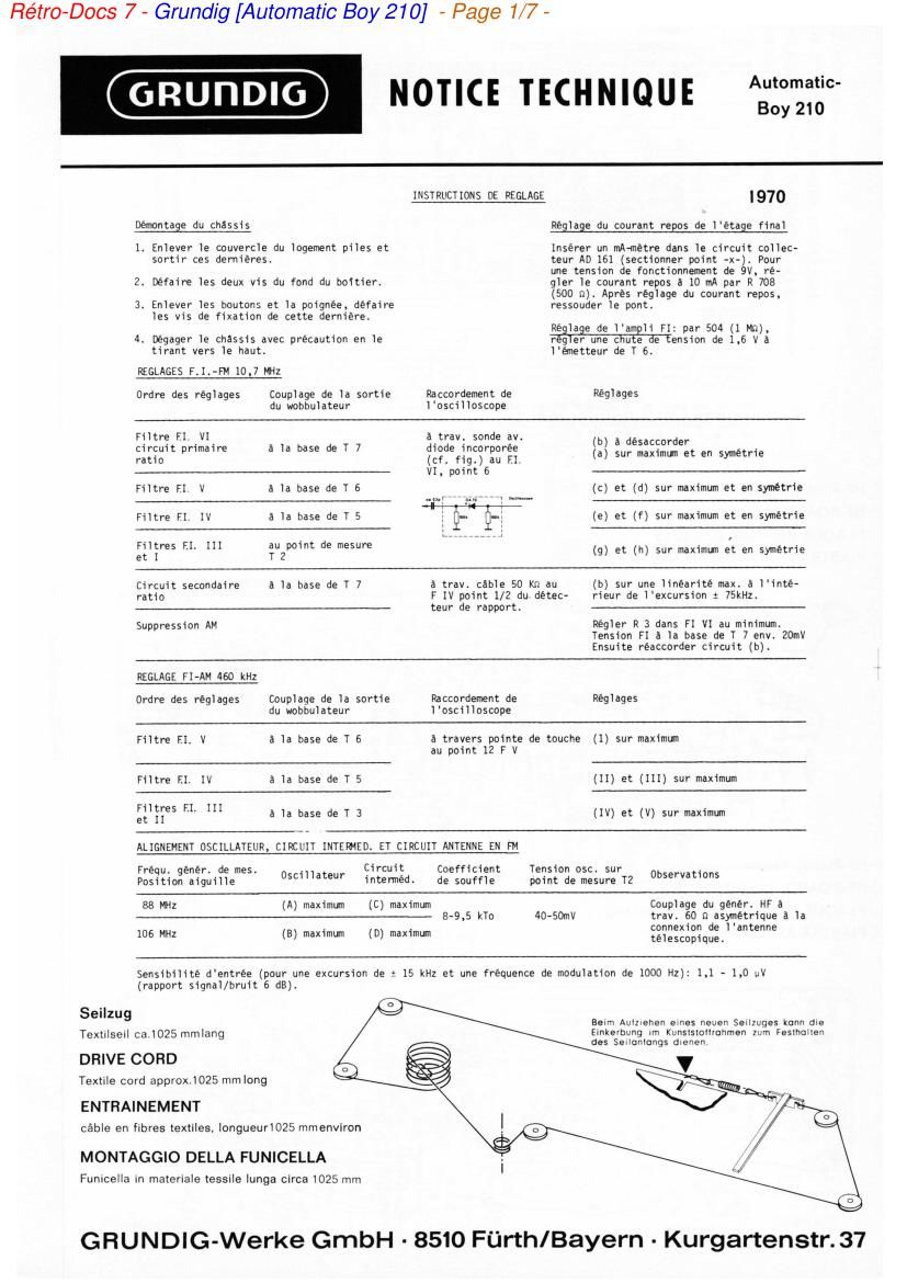 Grundig Automatic Boy 210 Service Manual