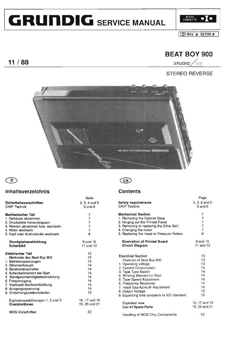 Grundig BEAT BOY 900 Service Manual