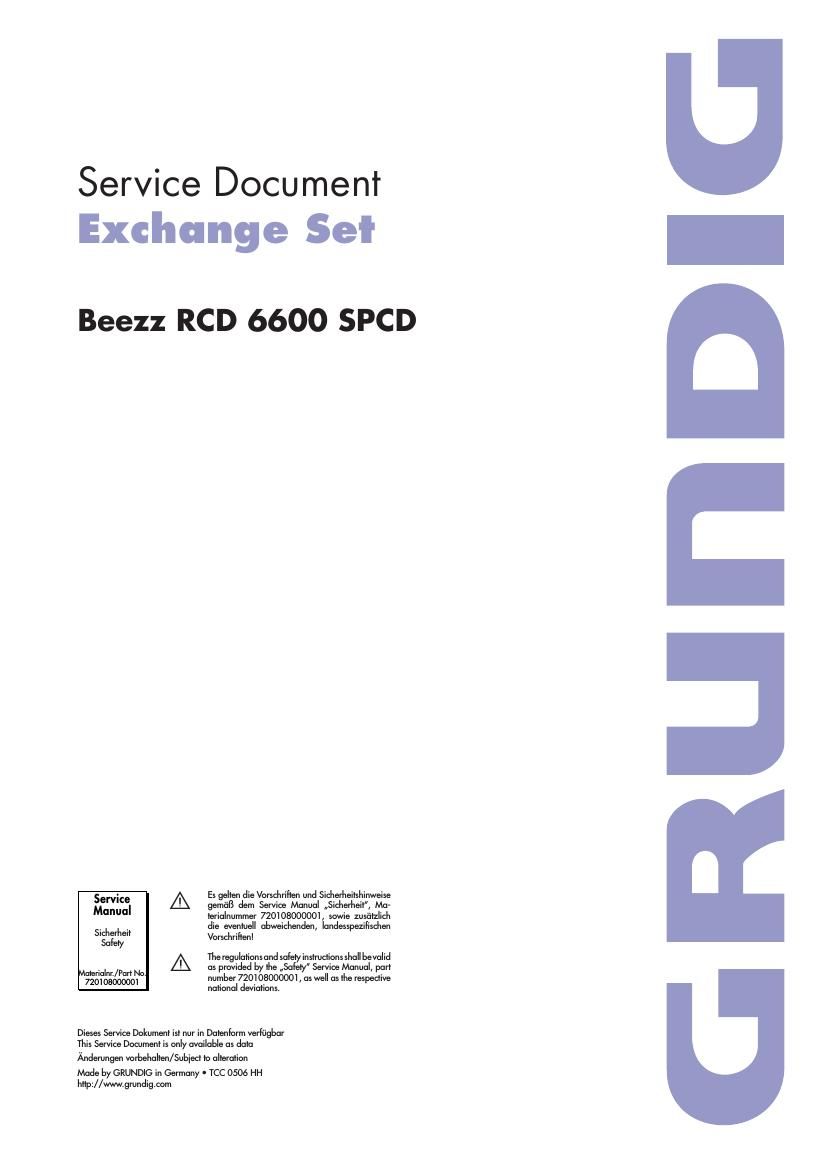 Grundig BEEZZ RCD 6000 Service Manual