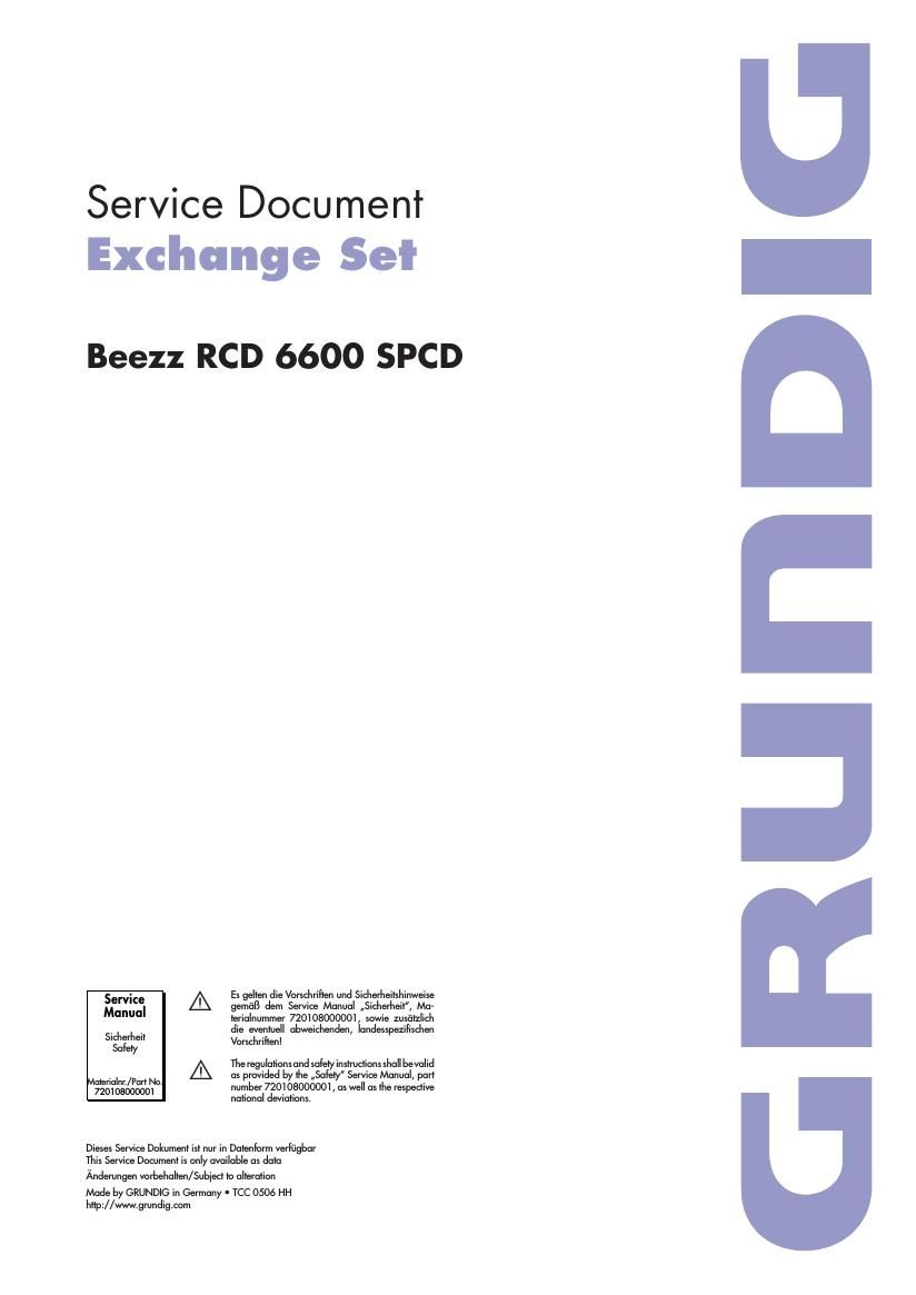 Grundig BEEZZ RCD 6000 Service Manual