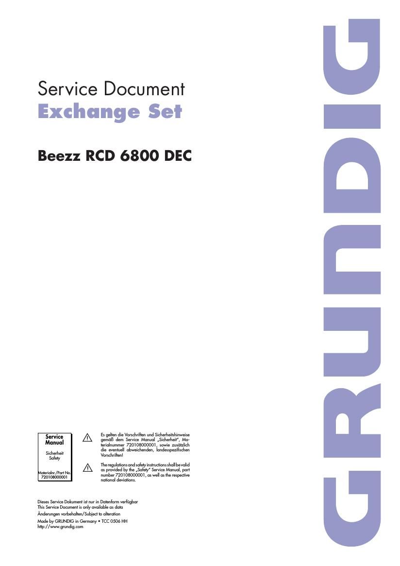 Grundig BEEZZ RCD 6800 Service Manual