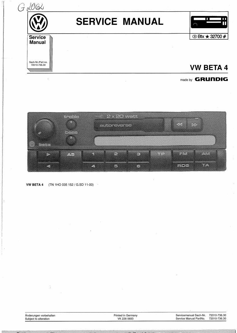 Grundig BETA 4 Service Manual