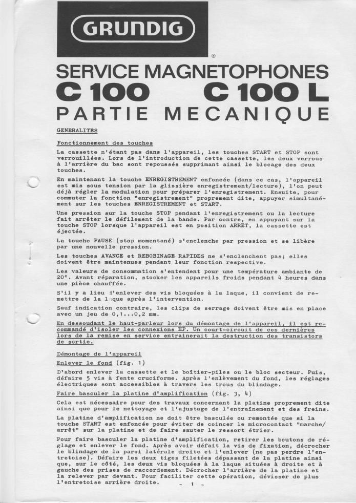 Grundig C 100 L Service Manual