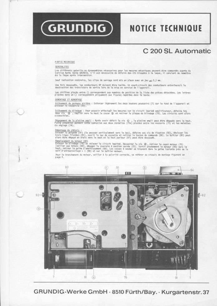 Grundig C 200 SL Service Manual