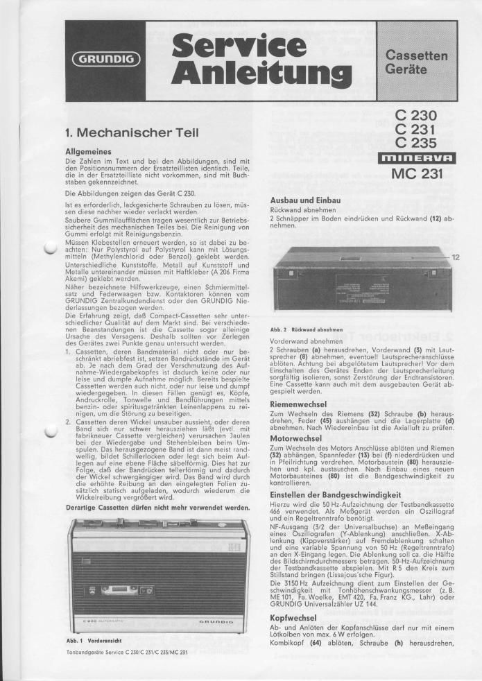 Grundig C 231 Service Manual