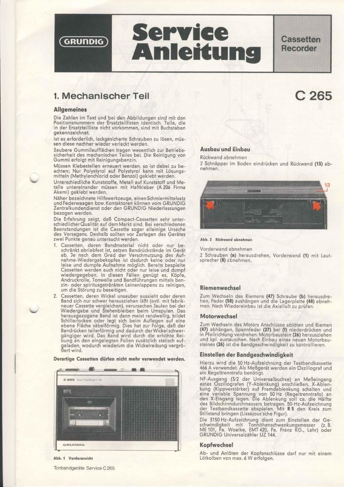 Grundig C 265 AUTOMATIC Service Manual 2