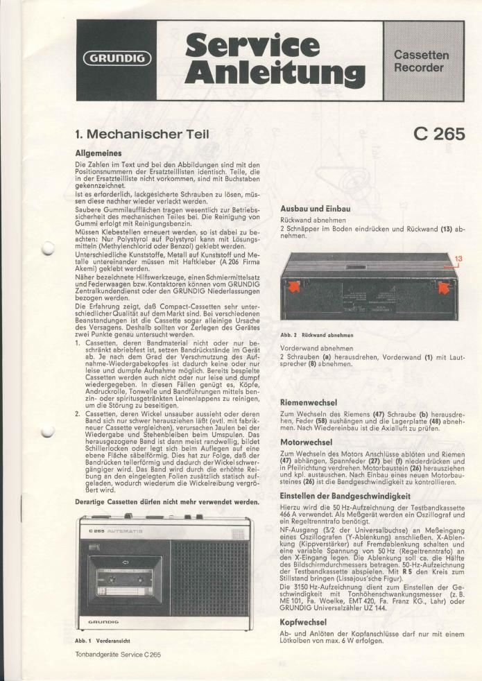 Grundig C 265 AUTOMATIC Service Manual 2