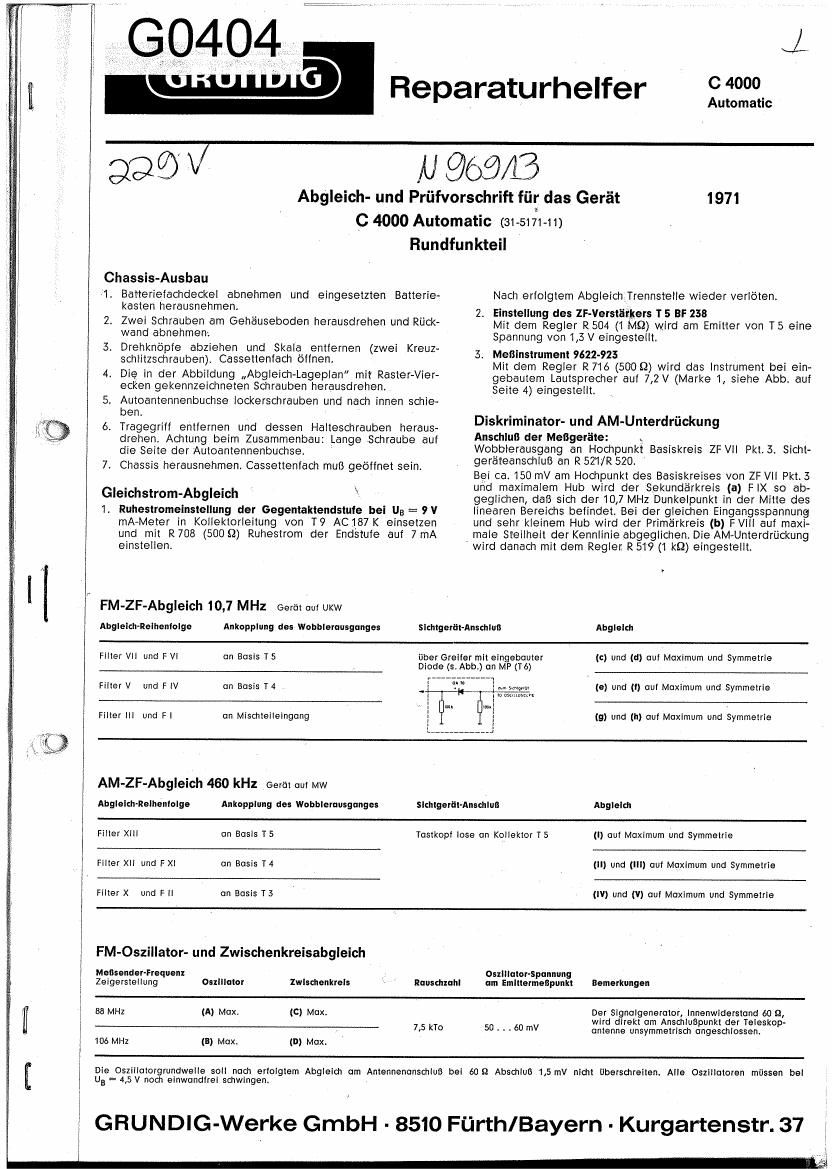 Grundig C 4000 Service Manual