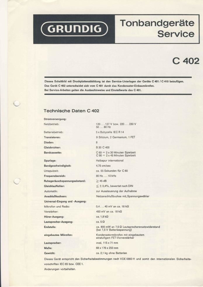 Grundig C 402 Schematic