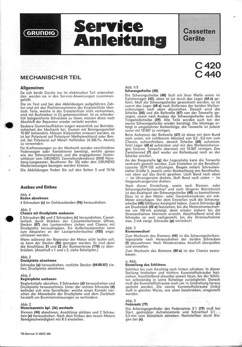 Grundig C 420 Service Manual