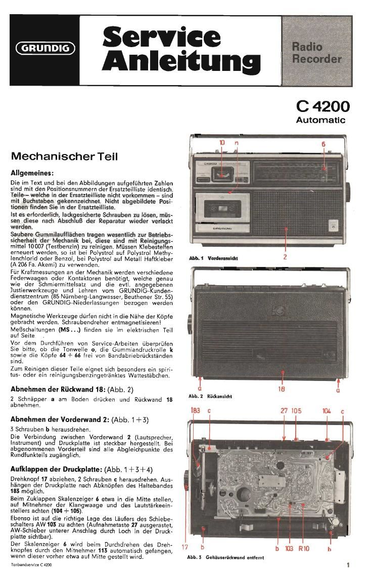 Grundig C 4200 AUTOMATIC Service Manual
