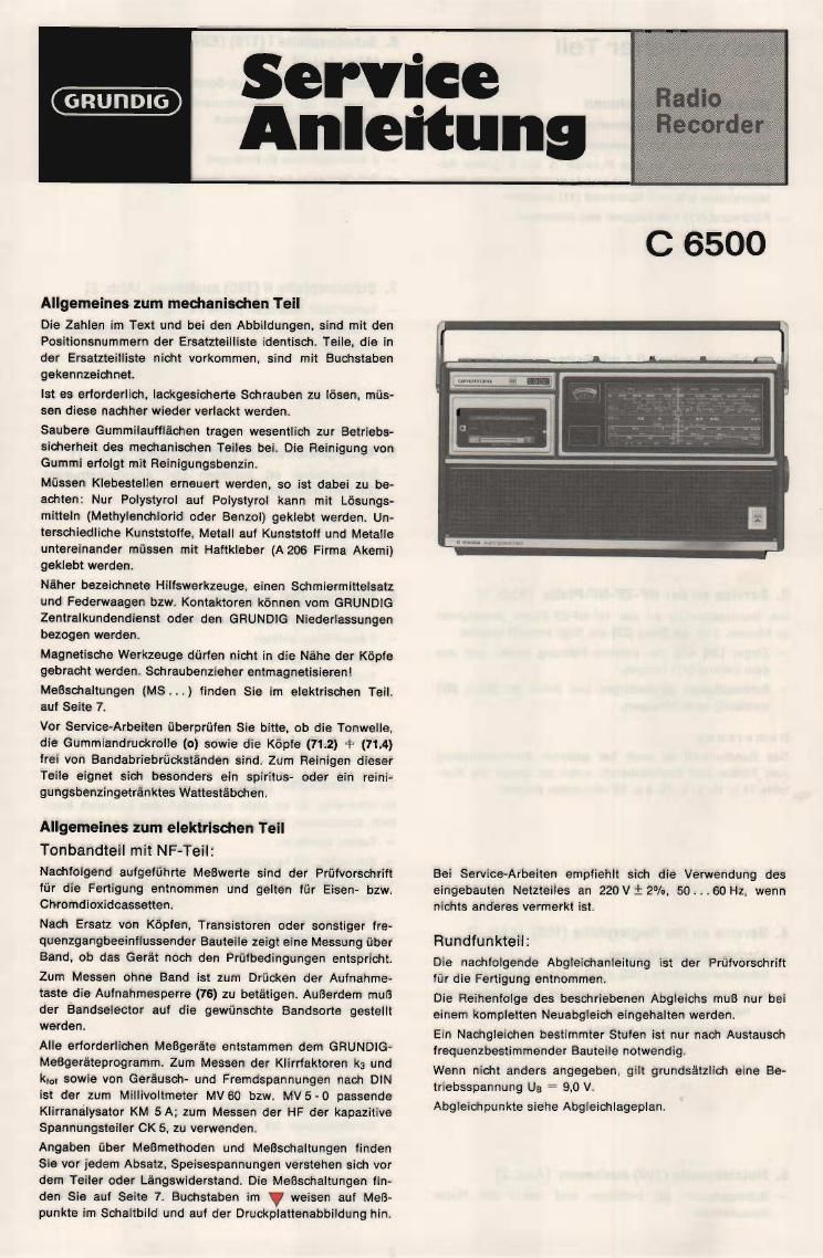 Grundig C 6500 Service Manual