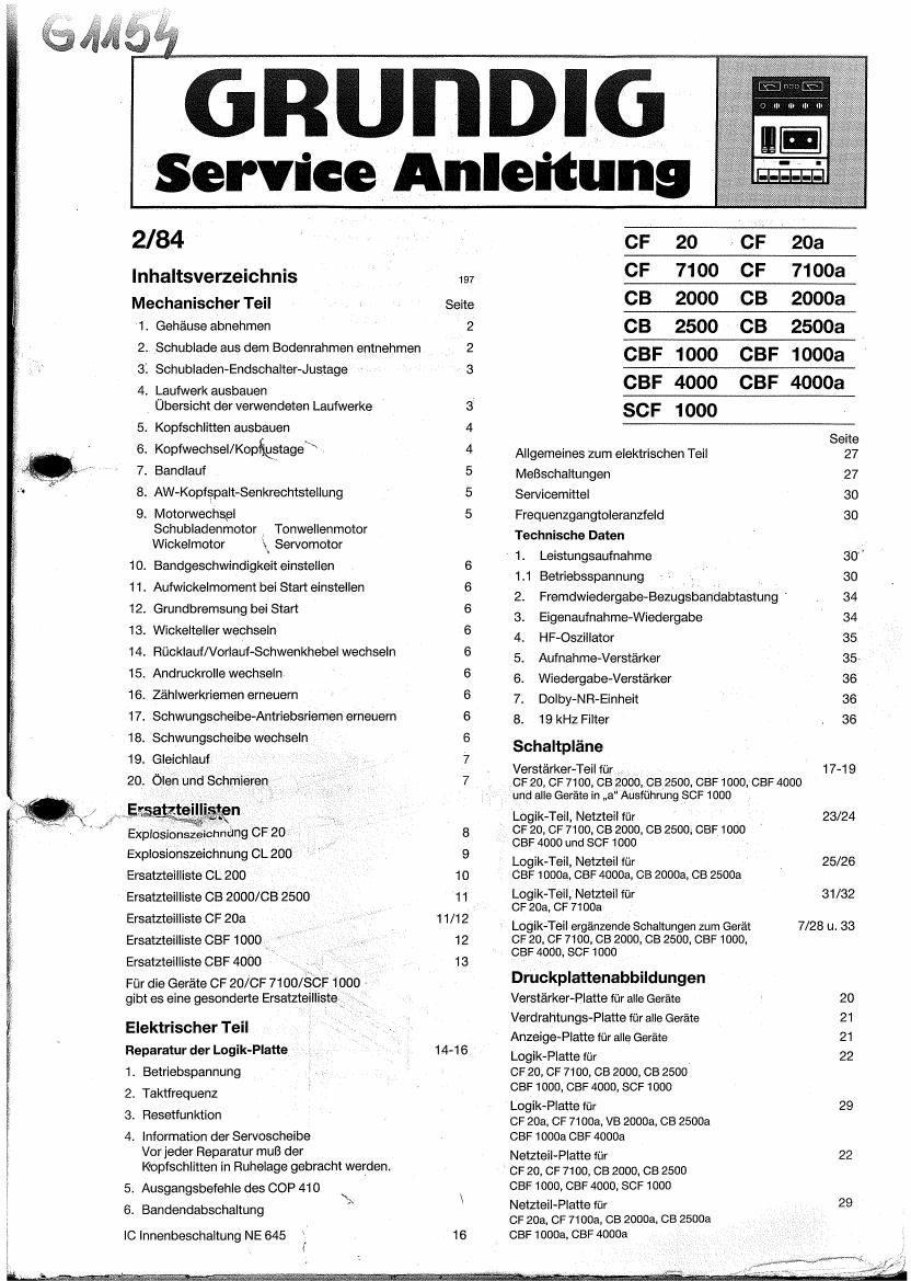 Grundig CBF 1000 Service Manual
