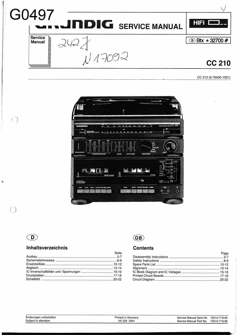 Grundig CC 210 Schematic