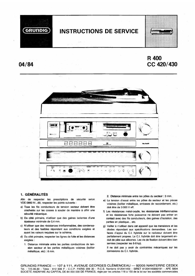 Grundig CC 420 Service Manual