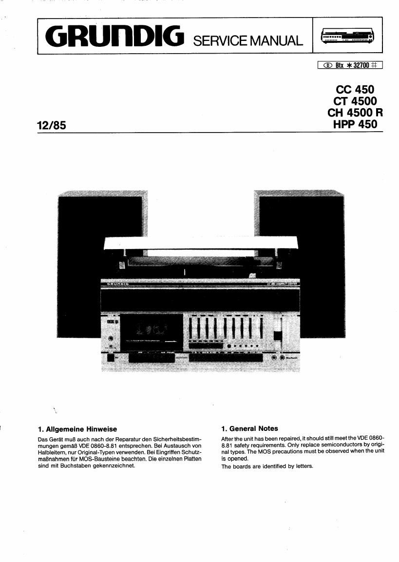 Grundig CC 450 Service Manual