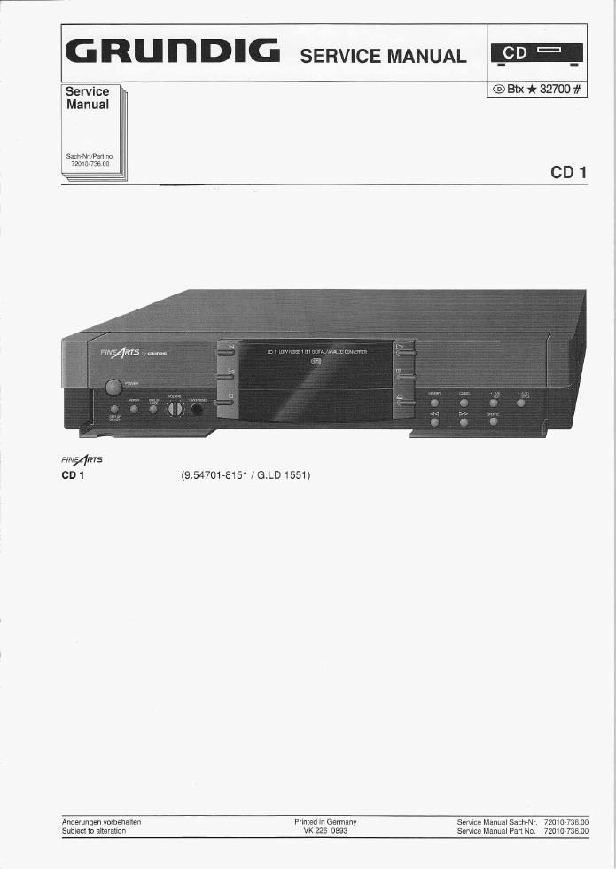 Grundig CD 1 Service Manual