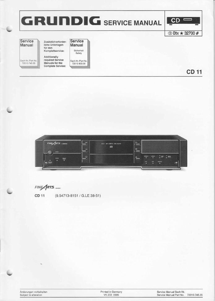 Grundig CD 11 Service Manual
