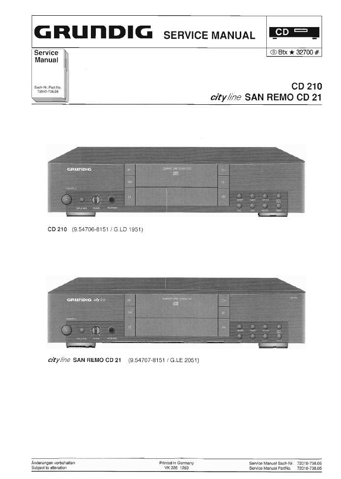 Grundig CD 210 Service Manual