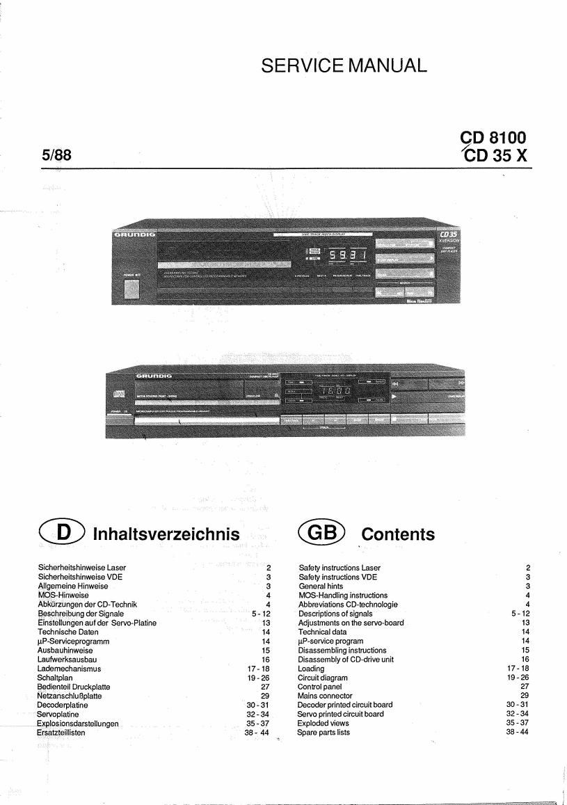 Grundig CD 35X 8100 Schematics