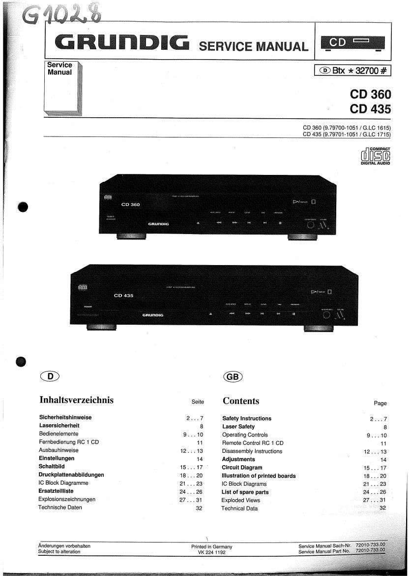 Grundig CD 360 Schematic