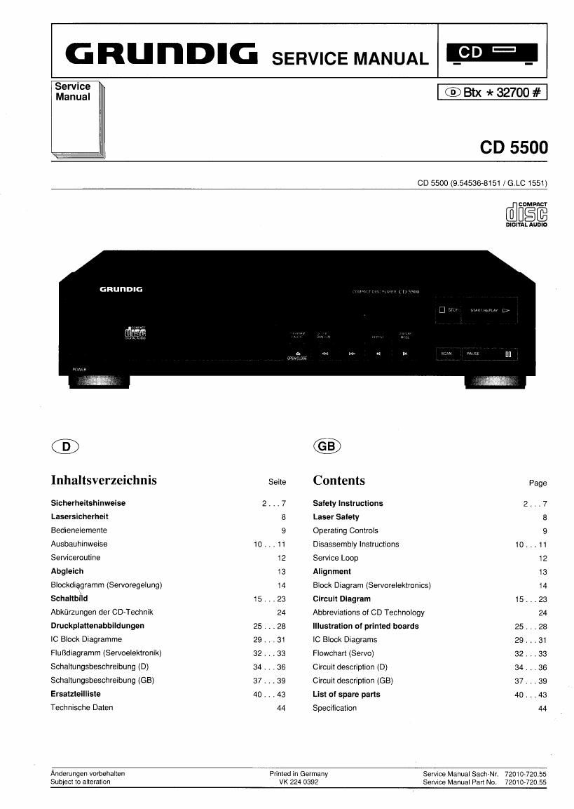 Grundig CD 5500 Service Manual