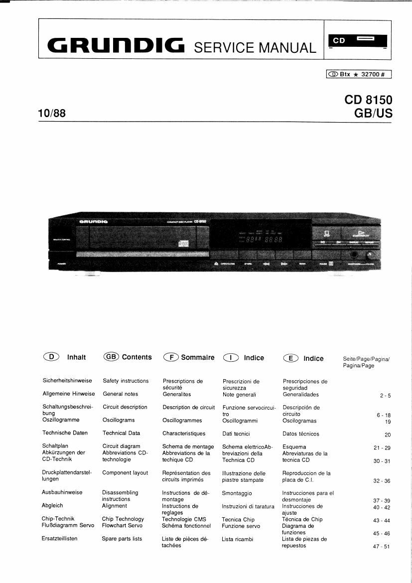 Grundig CD 8150 Service Manual